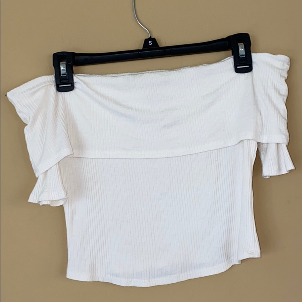 Forever 21 Ivory off the shoulder crop top
